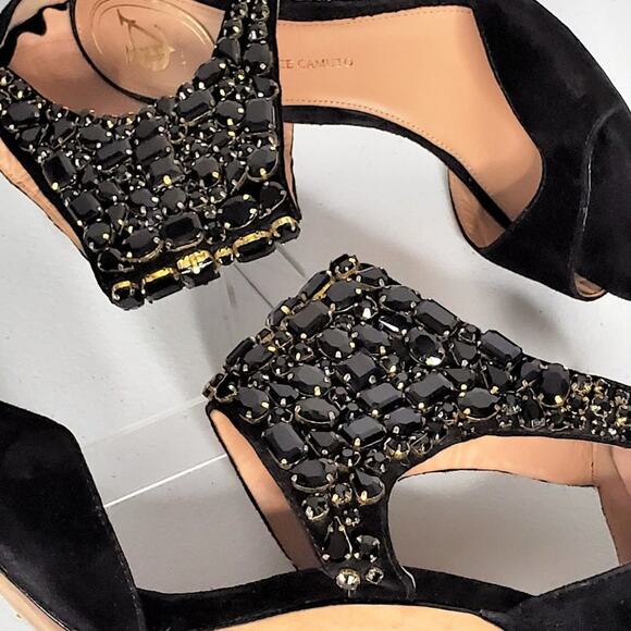 Vince Camuto Signature Suede Embellished Collar Stiletto Heels 11 - Picture 10 of 12